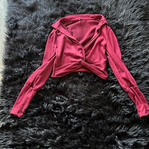 Fashion Nova No Bad Reputation Red Cropped Top Long Balloon Sleeve Size Medium